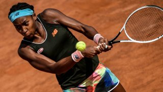 Coco Gauff competes at the Italian Open in Rome