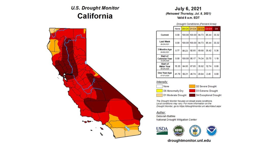 Map See California Drought Conditions NBC Los Angeles