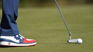 Aug 13, 2016; Rio de Janeiro, Brazil; Bubba Watson (USA) on the 13th green during round 3 of men's golf at Olympic Golf Course.