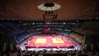 A general view shows the Nippon Budokan venue for judo and karate events during the Tokyo 2020 Olympic Games in Tokyo on July 21, 2021.