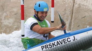 Jiri Prskavec pushes his way through the slalom course