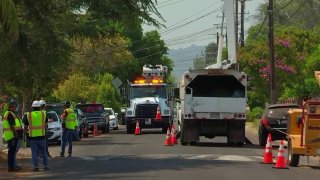 Crews at the scene of an underground transformer explosion.