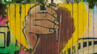 A mural on a fence is displayed at United Fort Worth