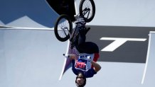Hannah Roberts of the United States competes in the women's BMX freestyle final at the 2020 Summer Olympics, Sunday, Aug. 1, 2021, in Tokyo, Japan. Roberts won the first-ever BMX freestyle park medal for the United States, coming in second to Charlotte Worthington of Great Britain.