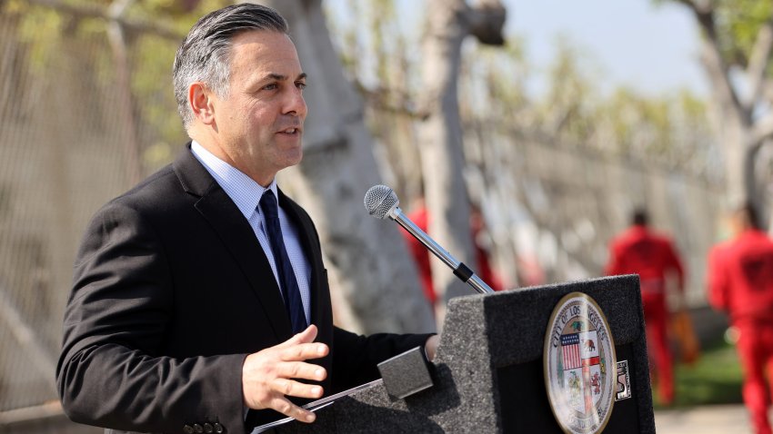 WILMINGTON, CALIFORNIA – FEBRUARY 19: Los Angeles City Council for the 15th district Joe Buscaino speaks during a ceremony by the City of Los Angeles as it renames Eubank Avenue in honor of Juanita’s Foods owner George De La Torre Jr. on February 19, 2020 in Wilmington, California. (Photo by JC Olivera/Getty Images)