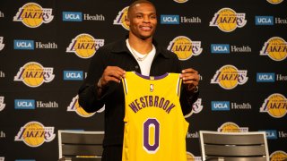 NBA: AUG 10 Russell Westbrook Introduced as a Los Angeles Laker
