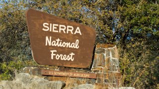 Sierra National Forest sign just out side of Yosemite in California.