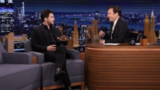 Actor Kit Harington during an interview with host Jimmy Fallon