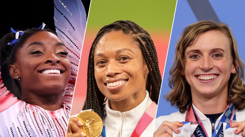 From left: Team USA's Simone Biles, Allyson Felix and Katie Ledecky.