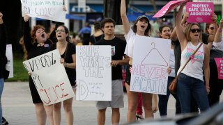 Demonstrators fighting for abortion rights