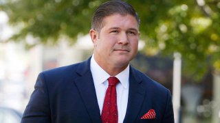 FILE - In this Tuesday, Sept. 20, 2016, file photo, Jesse Benton arrives for his sentencing hearing at the federal courthouse in Des Moines, Iowa. Benton, 43, a Republican political operative pardoned by President Donald Trump after his conviction in a 2012 bribery plot has been charged again with campaign-related crimes, this time involving a 2016 illegal campaign contribution scheme and a Russian national.