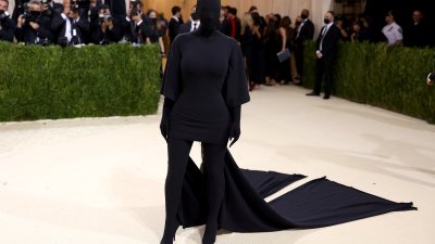 kim kardashian black dress met gala Kim Kardashian Wears Covered Up Look to 2021 Met Gala