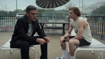 Oscar Isaac and Tye Sheridan in "The Card Counter"