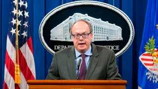 Jeff Clark, Assistant Attorney General for the Environment and Natural Resources Division, speaks during a news conference at the Justice Department in Washington, September 14, 2020.