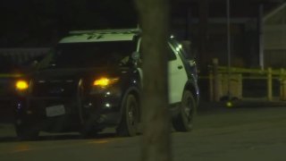 A law enforcement SUV at the scene of a shooting in Lancaster.