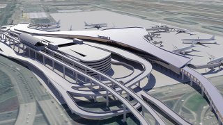 A rendering shows planned improvement to the LAX terminal area.