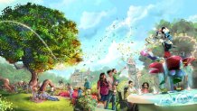 One of the new areas coming to MickeyÕs Toontown at Disneyland Park in early 2023 will be CenTOONial Park, the first space guests will see when they enter. This natural space will be anchored by two interactive play experiences. At the center of CenTOONial Park will be a fountain, designed for play, which will also become a center icon for MickeyÕs Toontown. As its base, water tables will invite guests to play with the water and have a sensory experience. At night, the fountain will be brought to life in a unique spectacle. A nearby dreaming tree will be inspired by the tree a young Walt Disney would daydream under in his hometown. Sculpted tree roots will provide an opportunity for children to play, crawl and explore, and undulating topography will offer rolling hills and a place to sit and dream. Read more on the Disney Parks Blog. (Artist Concept/Disneyland Resort)