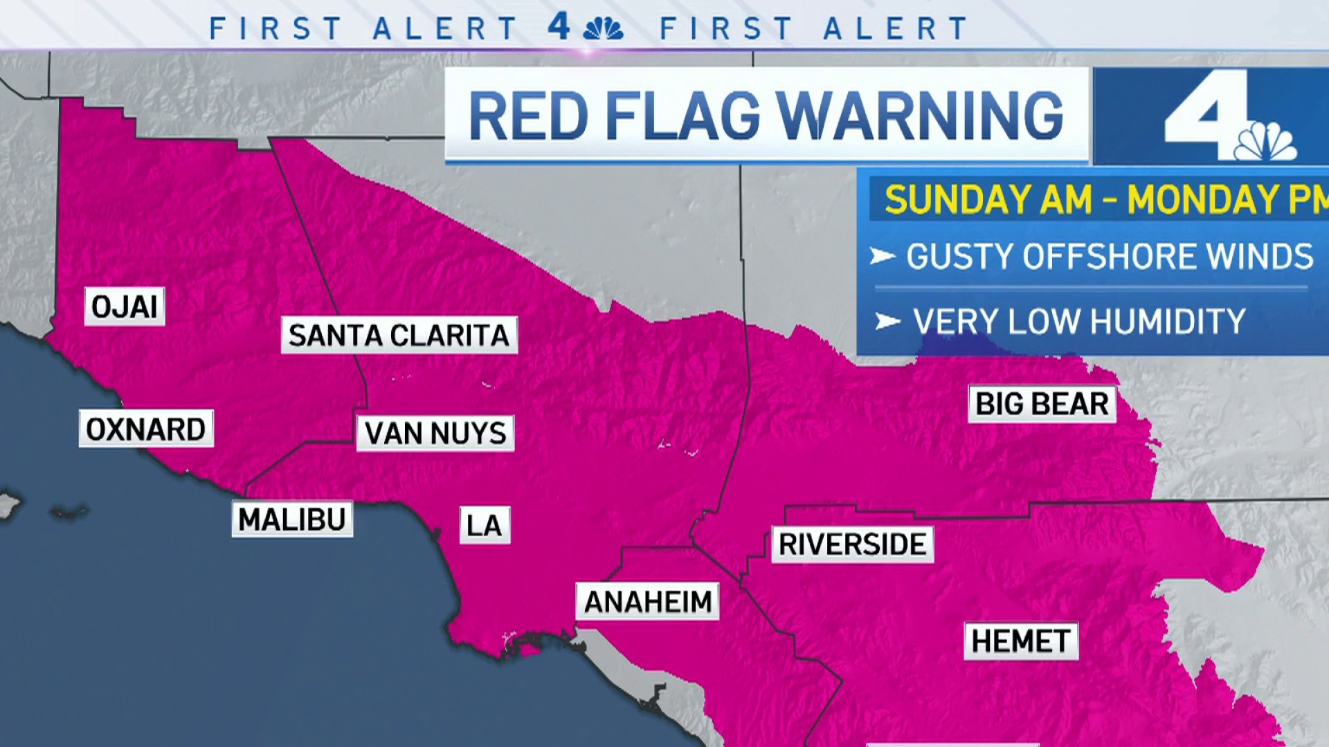 Red Flag Warning, Santa Ana Winds And Warmer Weather Hit SoCal – NBC ...