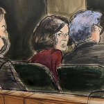 In this courtroom sketch, Ghislaine Maxwell center, confers with her defense attorney Jeffrey Pagliuca, right, before testimony begins in her sex-abuse trial, in New York, Wednesday, Dec. 8, 2021. Testimony continues in the trial of Ghislaine Maxwell, the British socialite accused of helping the millionaire Jeffrey Epstein sexually abuse underage girls.