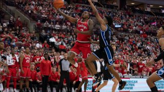 Ohio State Buckeyes guard Cedric Russell #2 attempts a lay up during the game between the Ohio State Buckeyes and the Duke Blue Devils at Value City Arena in Columbus, Ohio on November 30, 2021.