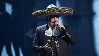 LAS VEGAS, NEVADA – NOVEMBER 14: Vicente Fernández performs onstage during the 20th Annual Latin GRAMMY Awards held at MGM Grand Garden Arena on November 14, 2019 in Las Vegas, Nevada. (Photo by Michael Tran/FilmMagic)