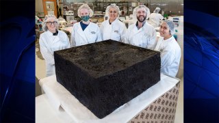 A massive pot brownie made by Massachusetts cannabis company MariMed.