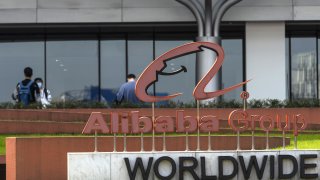 Signage at the Alibaba Group Holdings Ltd. headquarters in Hangzhou, China, on Wednesday, March 24, 2021.