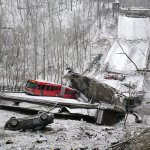 A Port Authority bus that was on a bridge when it collapsed