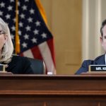 Rep. Liz Cheney (R-Wyo.), vice-chair of the select committee investigating the January 6 attack on the Capitol, and Rep. Adam Kinzinger (R-Ill.) listen during a committee meeting on Capitol Hill on Dec. 1, 2021, in Washington, D.C.