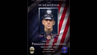 Fernando Arroyos, 27, was killed after being shot while off duty, LAPD Chief Michel Moore, during Tuesday morning’s police commission meeting. Arroyos, an officer with the LAPD for three years, was assigned to the Olympic division, Moore said.