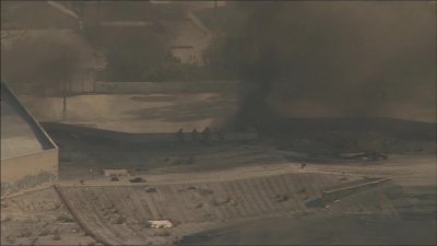 Fire Burns at Vacant Former Mall in Hawthorne
