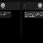 A recreation of text messages sent to former White House Chief of Staff Mark Meadows from Fox personalities Sean Hannity and Brian Kilmeade on Jan. 6, 2021, as read by Vice Chair Rep. Liz Cheney (R-Wyo.) during Congress' investigation into the January 6 attack on the Capitol on Dec. 13, 2021.