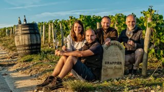 Charline Drappier and family members at their vineyard in Champagne, France.
