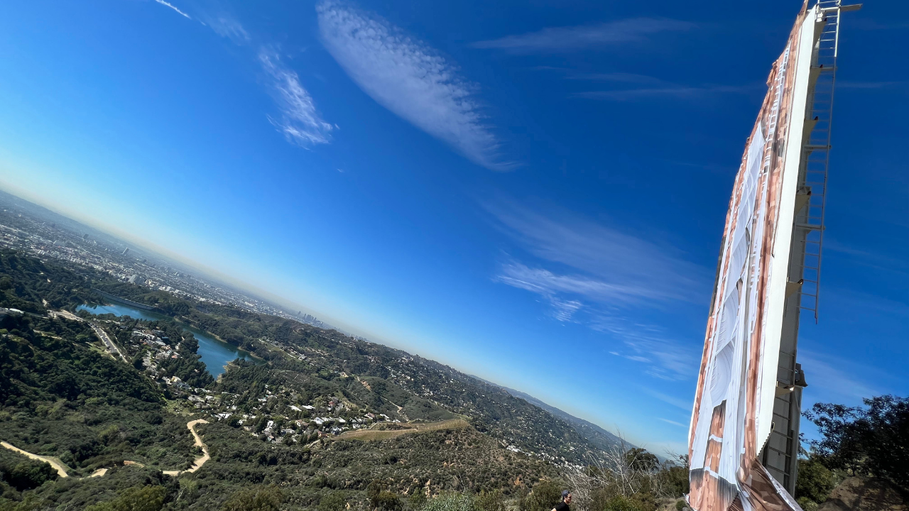 Rams House' temporarily replaces iconic Hollywood sign