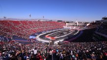 Los Angeles, CA - February 06: The season-opening Clash exhibition race gets a taste of West Coast flavor in 2022, marking a historic first visit to the tradition-rich Los Angeles Memorial Coliseum. The event is to be contested around a quarter-mile asphalt oval that will be built around the facilitys football field. The Los Angeles event marks the first time the preseason Clash is held outside of Daytona International Speedway since its inception in 1979, and gives the sport its first competitive look at the Next Gen car on Feb. 6 in a non-points event, including a pre-race concert by Pit Bull. Photo taken at LA Memorial Coliseum on Sunday, Feb. 6, 2022 in Los Angeles, CA. (Allen J. Schaben / Los Angeles Times via Getty Images)