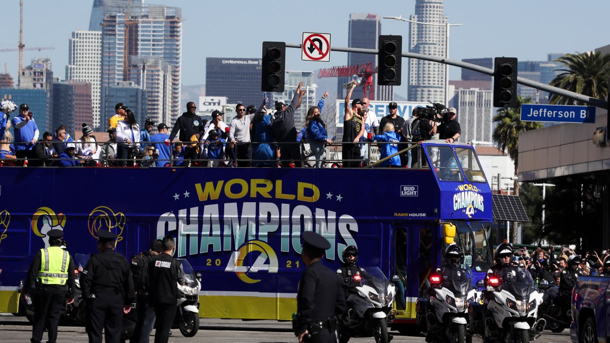 Thousands Descend On Downtown LA For Rams Super Bowl Parade - CBS
