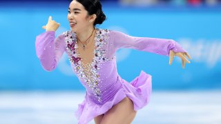 Karen Chen of Team United States skates during the Women Single Skating Free Skating Team Event on day three of the 2022 Winter Olympics at Capital Indoor Stadium on Feb. 7, 2022, in Beijing, China.