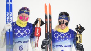 Gold medal winner Jonna Sundling (right) of Sweden and silver medal winner Maja Dahlqvist of Sweden