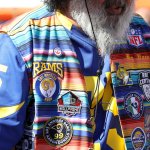 A Los Angeles Rams fan poses