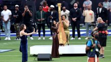 Singer Jhene Aiko performs America The Beautiful