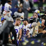 Cooper Kupp #10 of the Los Angeles Rams and Matthew Stafford #9 of the Los Angeles Rams celebrate after Super Bowl LVI at SoFi Stadium on February 13, 2022 in Inglewood, California. The Los Angeles Rams defeated the Cincinnati Bengals 23-20.