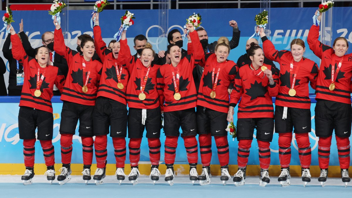 На соревнованиях сборная канады. Canada Hockey Team 2022. Золото хоккей 2018. Хоккей Канада женщины. Женская Олимпийская сборная США на коньках.