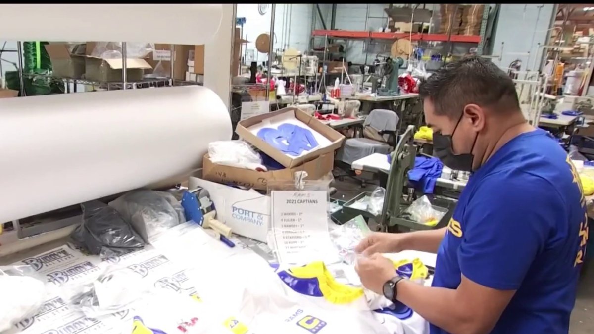 Embroidery Business in Burbank is HandMaking the Rams Jerseys NBC