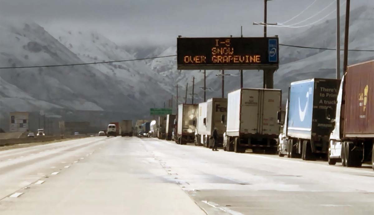 I 5 At Grapevine Closed For Hours Due To SoCal Snow Storm NBC Los Angeles   Trucks Grapevine 5 Freeway Storm February 23 2022 