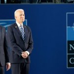 Poland's President Andrzej Duda (left) and US President Joe Biden