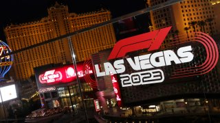 A Formula 1 sign is pictured in Las Vegas.
