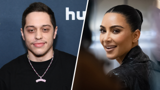 Pete Davidson (left) and Kim Kardashian (right)