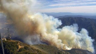 A brush fire broke out Wednesday March 2, 2022 in Southern California's Cleveland National Forest