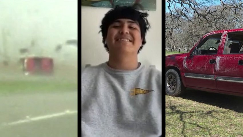 The driver of a red pickup truck seen in a widely-circulated video flipping over on Highway 290 during a tornado in Elgin will soon be cruising town in a brand new red Chevy truck.