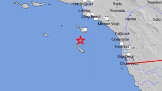 A USGS map shows the location of an earthquake Friday April 15, 2022 off Southern California.
